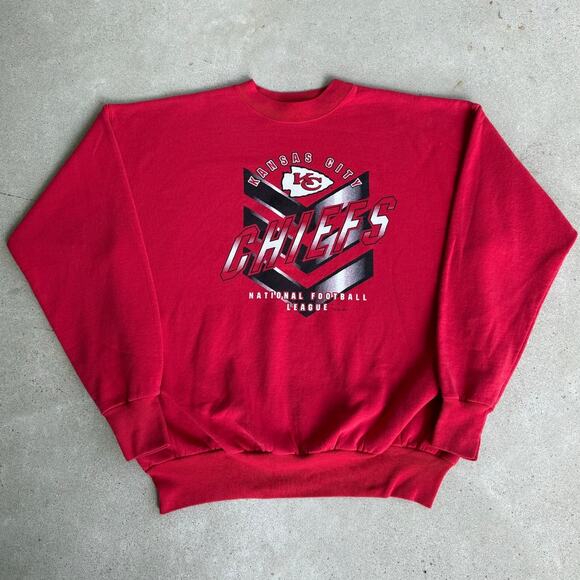 Vintage Kansas City Chiefs 90s NFL Football Red 1997 Crewneck Size Large - Picture 1 of 6